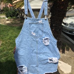 DENIM OVERALL’S DISTRESSED DRESS